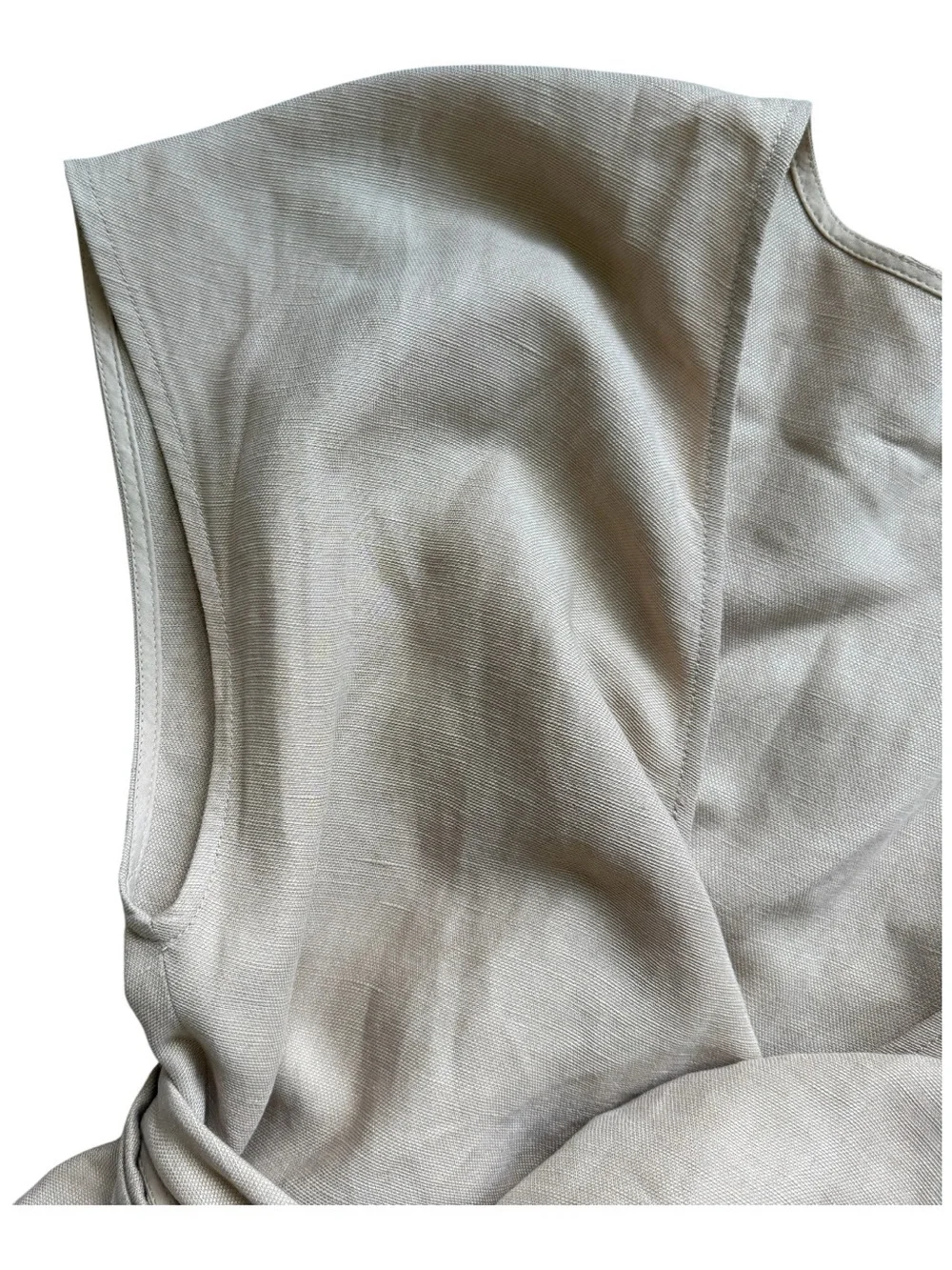 Wilfred by Aritzia Linen Wrap Jumpsuit Tie Waist Wide Leg 10 Beige Minimalist